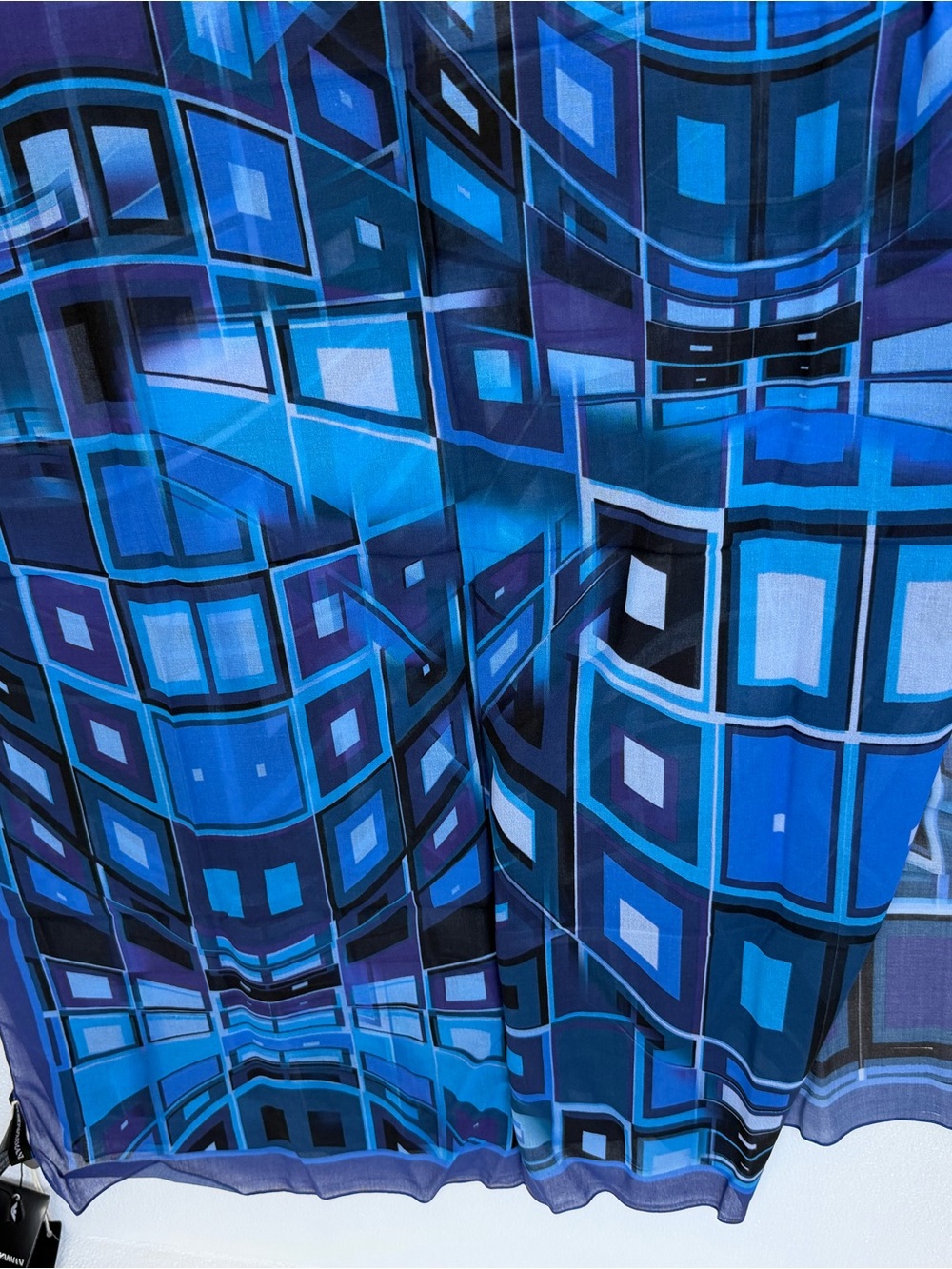 Empire Blue Geometric Print Midi Skirt